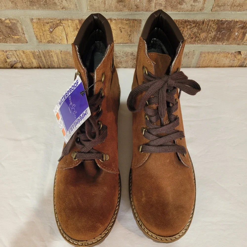 NEW Bos & Co Harper Brown Suede Waterproof Lace Up Boots Mens 42